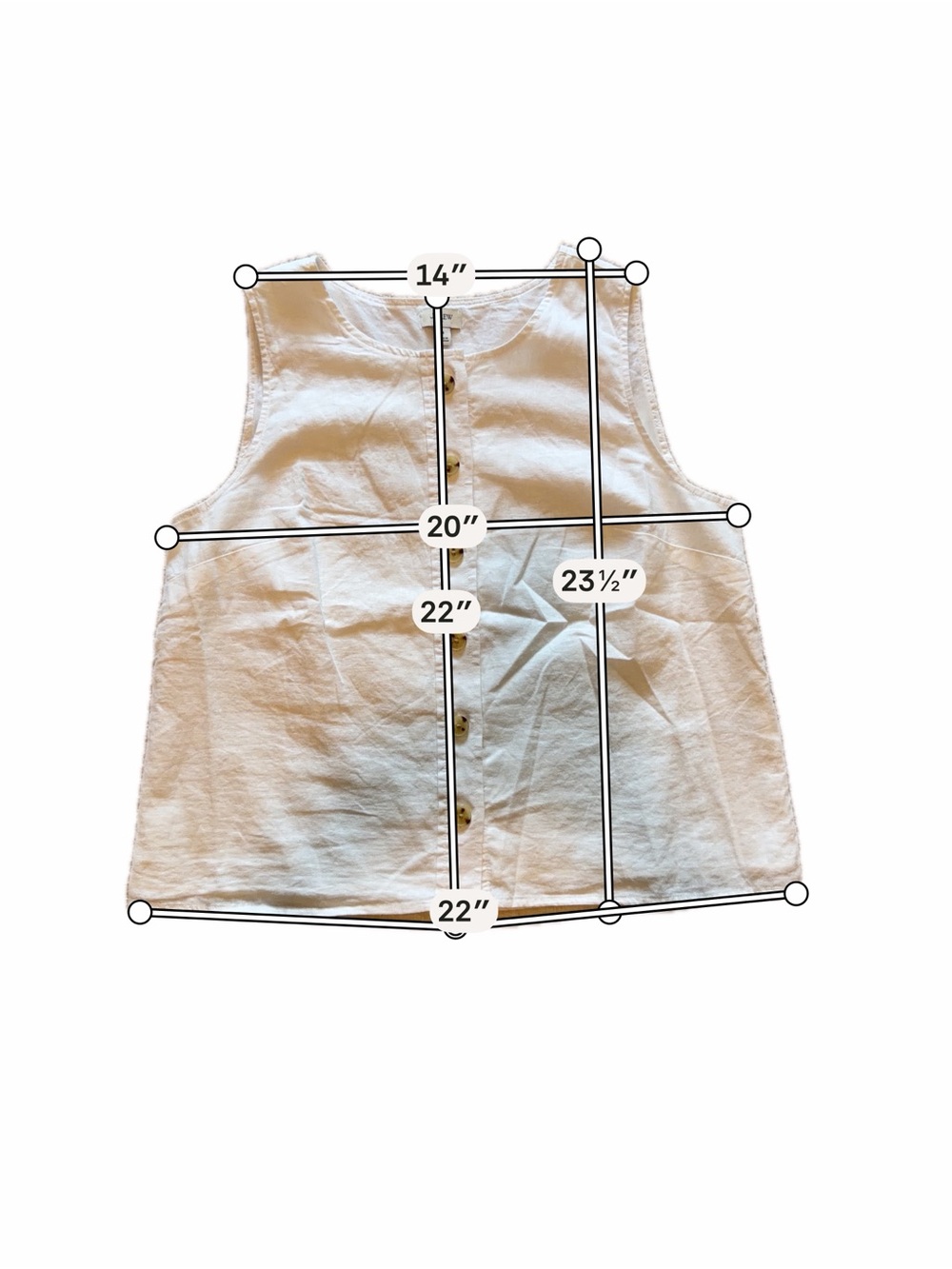 J. Crew White Sleeveless Button-Front Tank